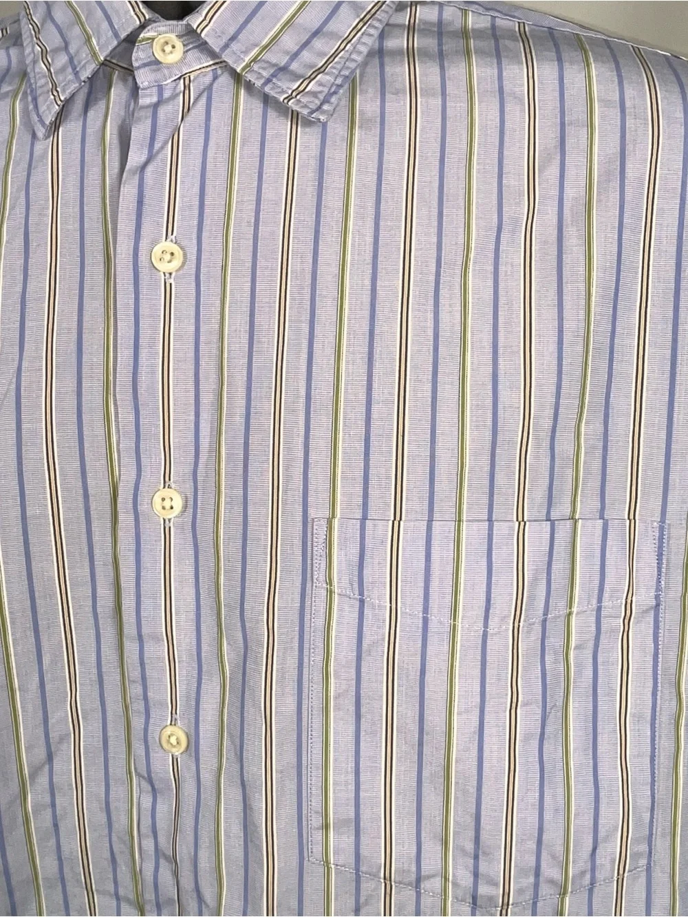 J. Crew Men's Light Blue and White Striped Button-Down Shirt